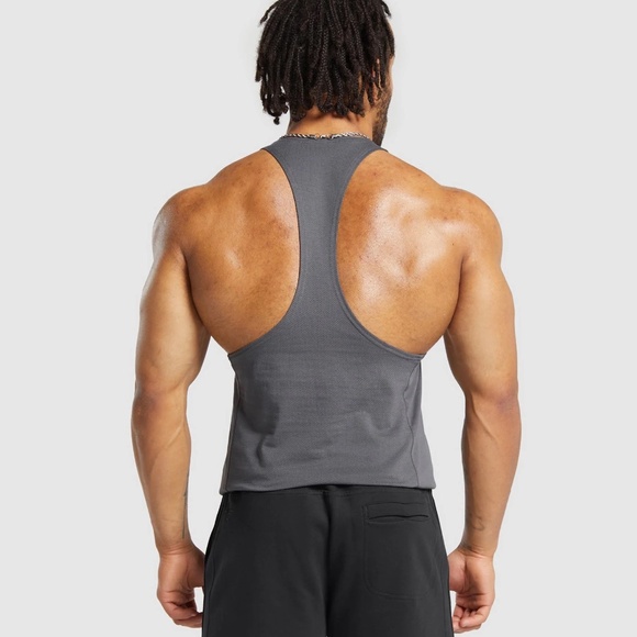 NEW Gymshark React Stringer Large Slim Fit Grey - Picture 2 of 6